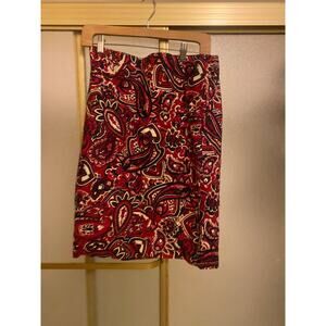 Gorgeous Talbots 8 vintage pink black cream ivory paisley skirt cotton lined
